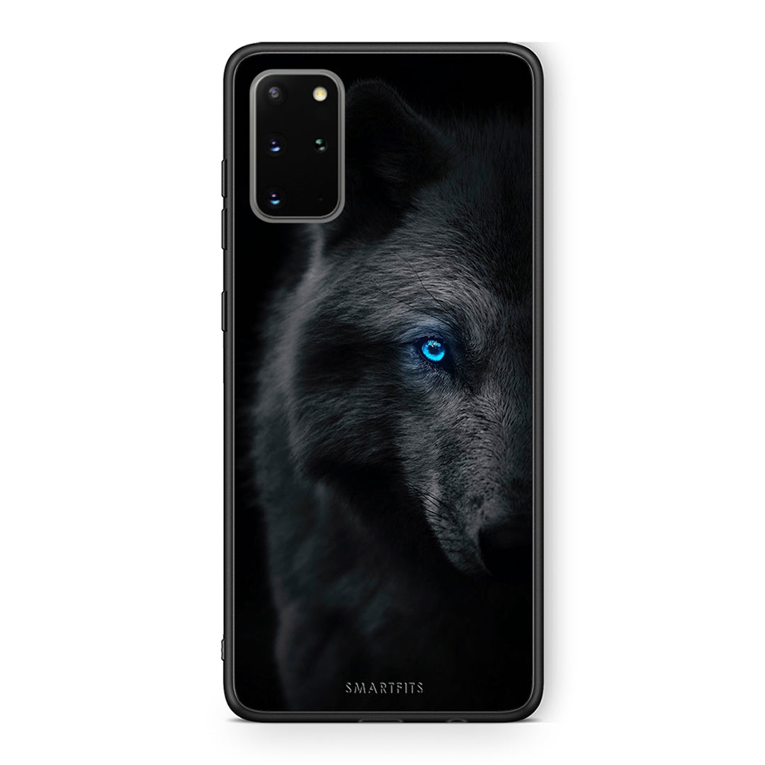 Samsung S20 Plus Dark Wolf θήκη από τη Smartfits με σχέδιο στο πίσω μέρος και μαύρο περίβλημα | Smartphone case with colorful back and black bezels by Smartfits