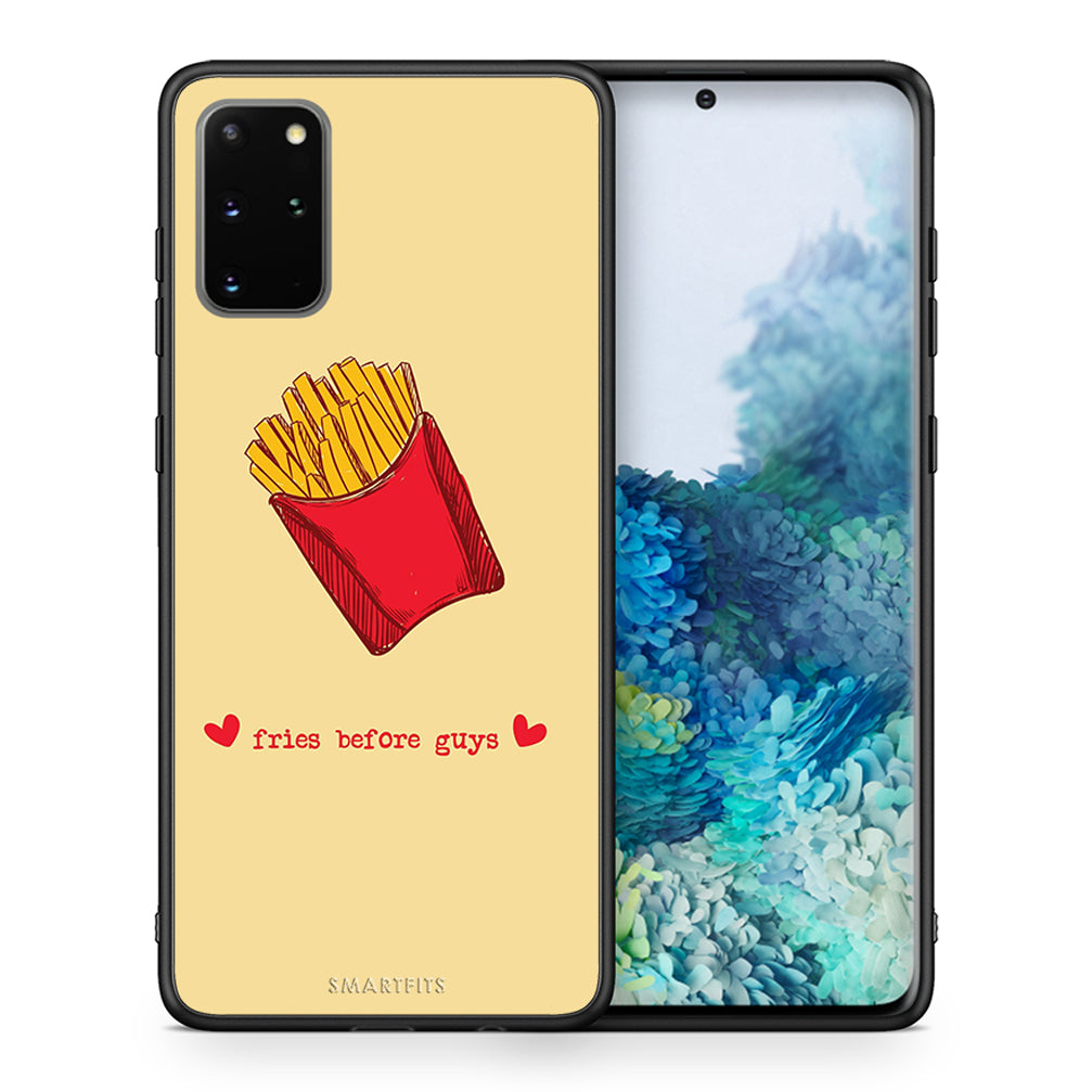 Θήκη Αγίου Βαλεντίνου Samsung S20 Plus Fries Before Guys από τη Smartfits με σχέδιο στο πίσω μέρος και μαύρο περίβλημα | Samsung S20 Plus Fries Before Guys case with colorful back and black bezels