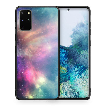 Θήκη Samsung S20 Plus Rainbow Galaxy από τη Smartfits με σχέδιο στο πίσω μέρος και μαύρο περίβλημα | Samsung S20 Plus Rainbow Galaxy case with colorful back and black bezels