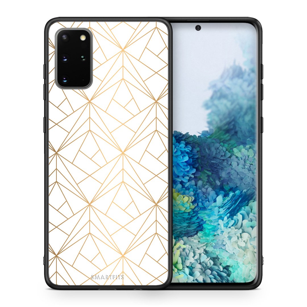 Θήκη Samsung S20 Plus Luxury White Geometric από τη Smartfits με σχέδιο στο πίσω μέρος και μαύρο περίβλημα | Samsung S20 Plus Luxury White Geometric case with colorful back and black bezels