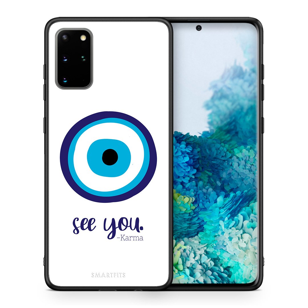 Θήκη Samsung S20 Plus Karma Says από τη Smartfits με σχέδιο στο πίσω μέρος και μαύρο περίβλημα | Samsung S20 Plus Karma Says case with colorful back and black bezels