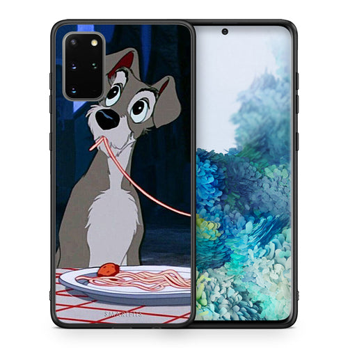 Θήκη Αγίου Βαλεντίνου Samsung S20 Plus Lady And Tramp 1 από τη Smartfits με σχέδιο στο πίσω μέρος και μαύρο περίβλημα | Samsung S20 Plus Lady And Tramp 1 case with colorful back and black bezels