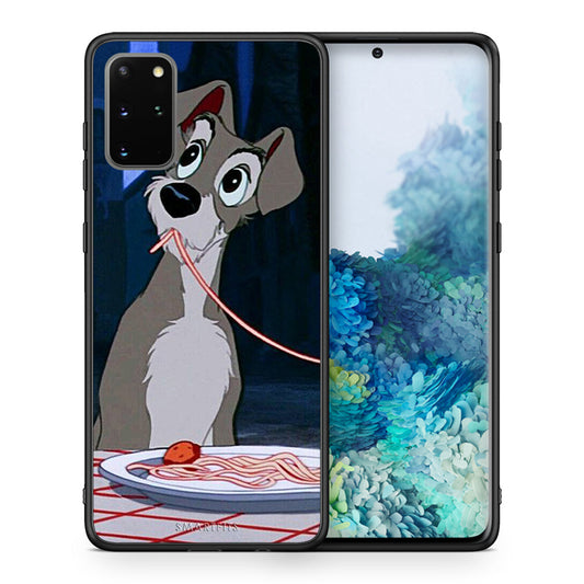 Θήκη Αγίου Βαλεντίνου Samsung S20 Plus Lady And Tramp 1 από τη Smartfits με σχέδιο στο πίσω μέρος και μαύρο περίβλημα | Samsung S20 Plus Lady And Tramp 1 case with colorful back and black bezels