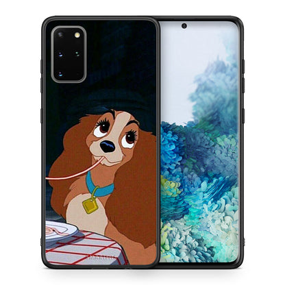 Θήκη Αγίου Βαλεντίνου Samsung S20 Plus Lady And Tramp 2 από τη Smartfits με σχέδιο στο πίσω μέρος και μαύρο περίβλημα | Samsung S20 Plus Lady And Tramp 2 case with colorful back and black bezels