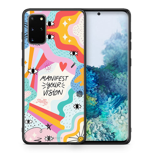 Θήκη Samsung S20 Plus Manifest Your Vision από τη Smartfits με σχέδιο στο πίσω μέρος και μαύρο περίβλημα | Samsung S20 Plus Manifest Your Vision case with colorful back and black bezels