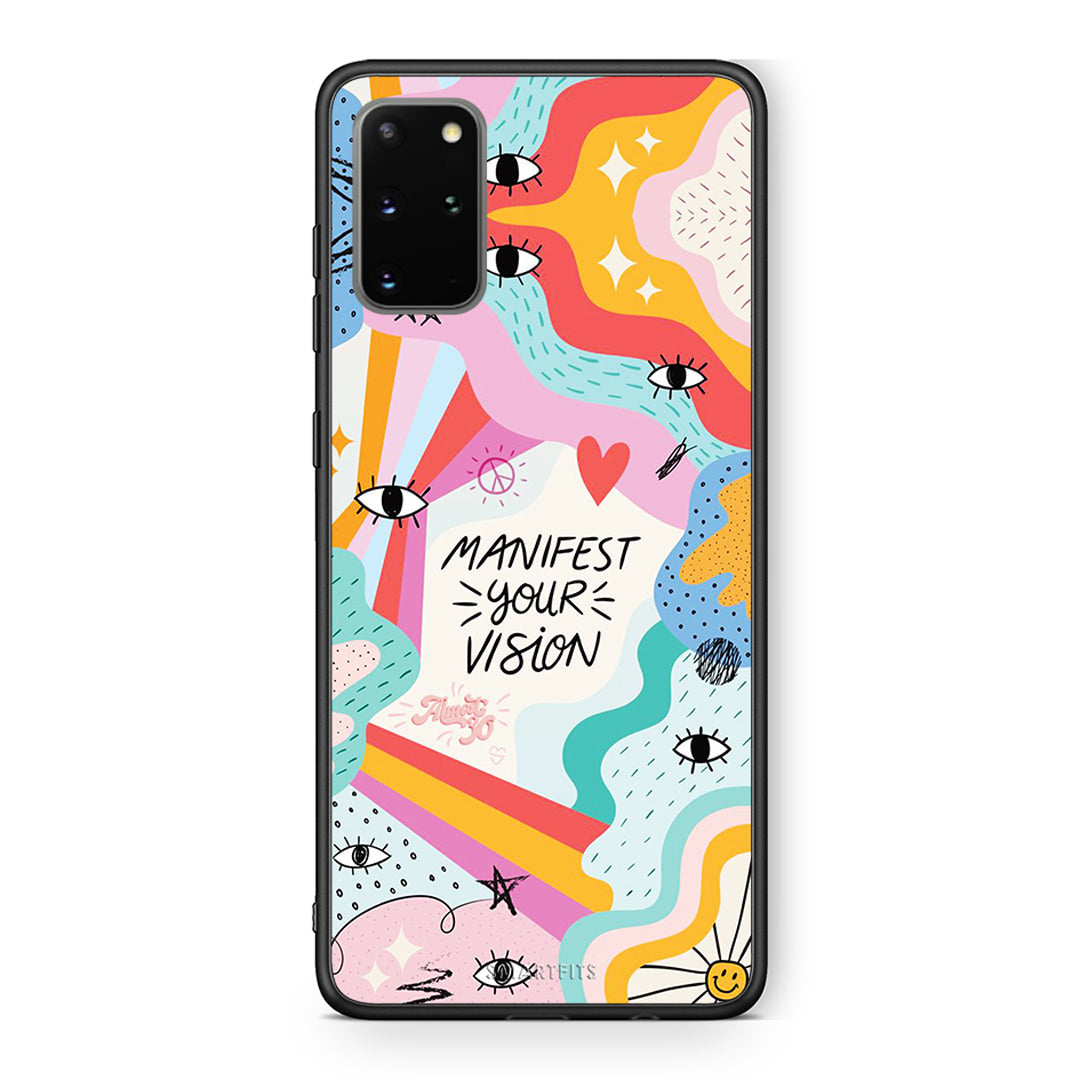 Samsung S20 Plus Manifest Your Vision θήκη από τη Smartfits με σχέδιο στο πίσω μέρος και μαύρο περίβλημα | Smartphone case with colorful back and black bezels by Smartfits