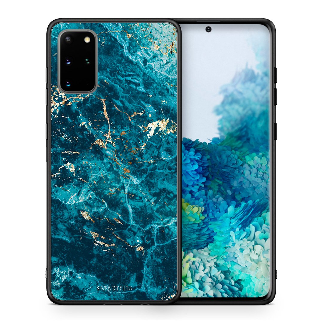 Θήκη Samsung S20 Plus Marble Blue από τη Smartfits με σχέδιο στο πίσω μέρος και μαύρο περίβλημα | Samsung S20 Plus Marble Blue case with colorful back and black bezels