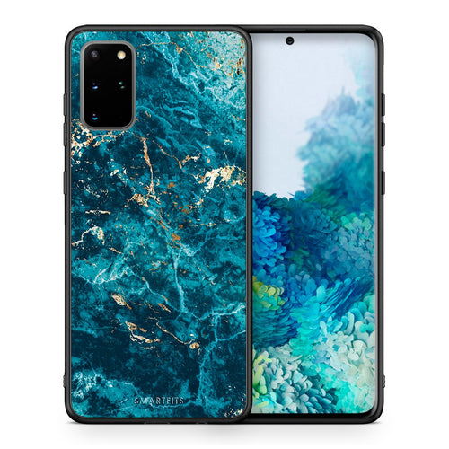 Θήκη Samsung S20 Plus Marble Blue από τη Smartfits με σχέδιο στο πίσω μέρος και μαύρο περίβλημα | Samsung S20 Plus Marble Blue case with colorful back and black bezels