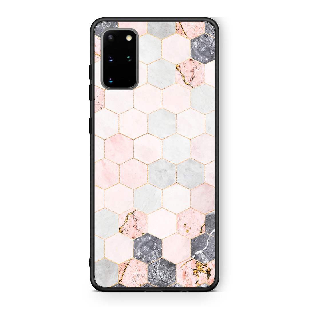 4 - Samsung S20 Plus Hexagon Pink Marble case, cover, bumper