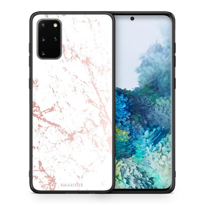 Θήκη Samsung S20 Plus Pink Splash Marble από τη Smartfits με σχέδιο στο πίσω μέρος και μαύρο περίβλημα | Samsung S20 Plus Pink Splash Marble case with colorful back and black bezels