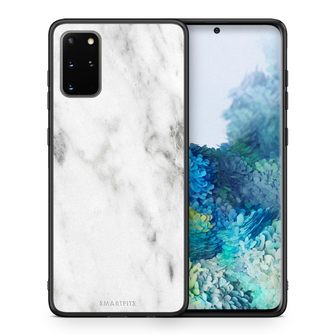 Θήκη Samsung S20 Plus White Marble από τη Smartfits με σχέδιο στο πίσω μέρος και μαύρο περίβλημα | Samsung S20 Plus White Marble case with colorful back and black bezels