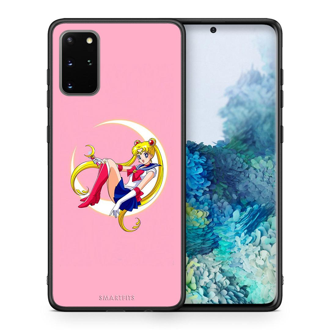 Θήκη Samsung S20 Plus Moon Girl από τη Smartfits με σχέδιο στο πίσω μέρος και μαύρο περίβλημα | Samsung S20 Plus Moon Girl case with colorful back and black bezels