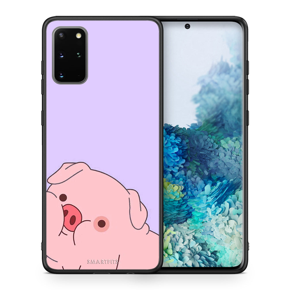 Θήκη Αγίου Βαλεντίνου Samsung S20 Plus Pig Love 2 από τη Smartfits με σχέδιο στο πίσω μέρος και μαύρο περίβλημα | Samsung S20 Plus Pig Love 2 case with colorful back and black bezels