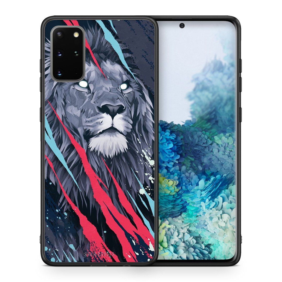 Θήκη Samsung S20 Plus Lion Designer PopArt από τη Smartfits με σχέδιο στο πίσω μέρος και μαύρο περίβλημα | Samsung S20 Plus Lion Designer PopArt case with colorful back and black bezels