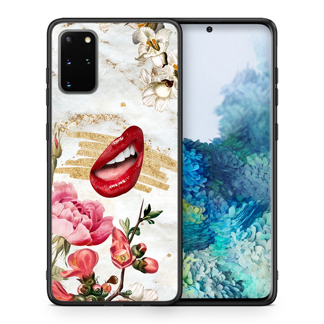 Θήκη Samsung S20 Plus Red Lips από τη Smartfits με σχέδιο στο πίσω μέρος και μαύρο περίβλημα | Samsung S20 Plus Red Lips case with colorful back and black bezels