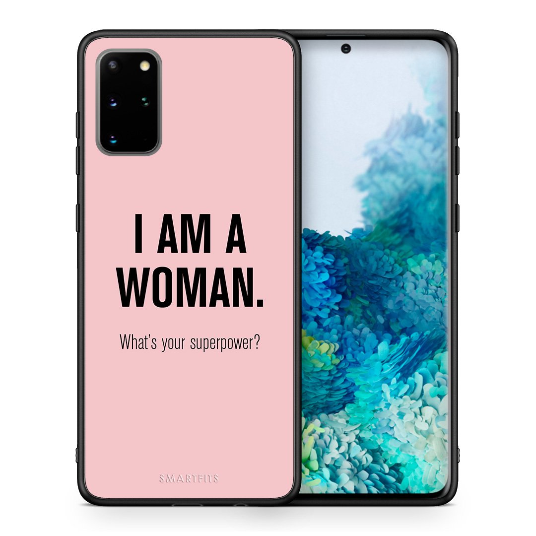 Θήκη Samsung S20 Plus Superpower Woman από τη Smartfits με σχέδιο στο πίσω μέρος και μαύρο περίβλημα | Samsung S20 Plus Superpower Woman case with colorful back and black bezels