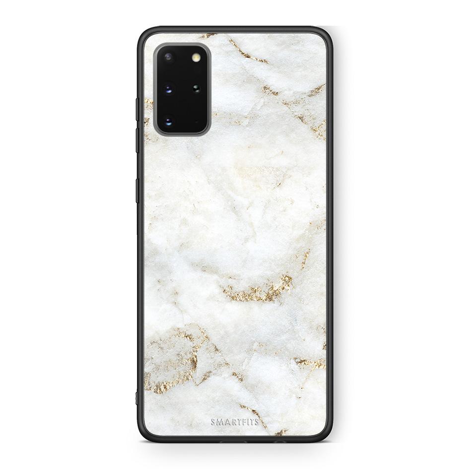 Samsung S20 Plus White Gold Marble θήκη από τη Smartfits με σχέδιο στο πίσω μέρος και μαύρο περίβλημα | Smartphone case with colorful back and black bezels by Smartfits