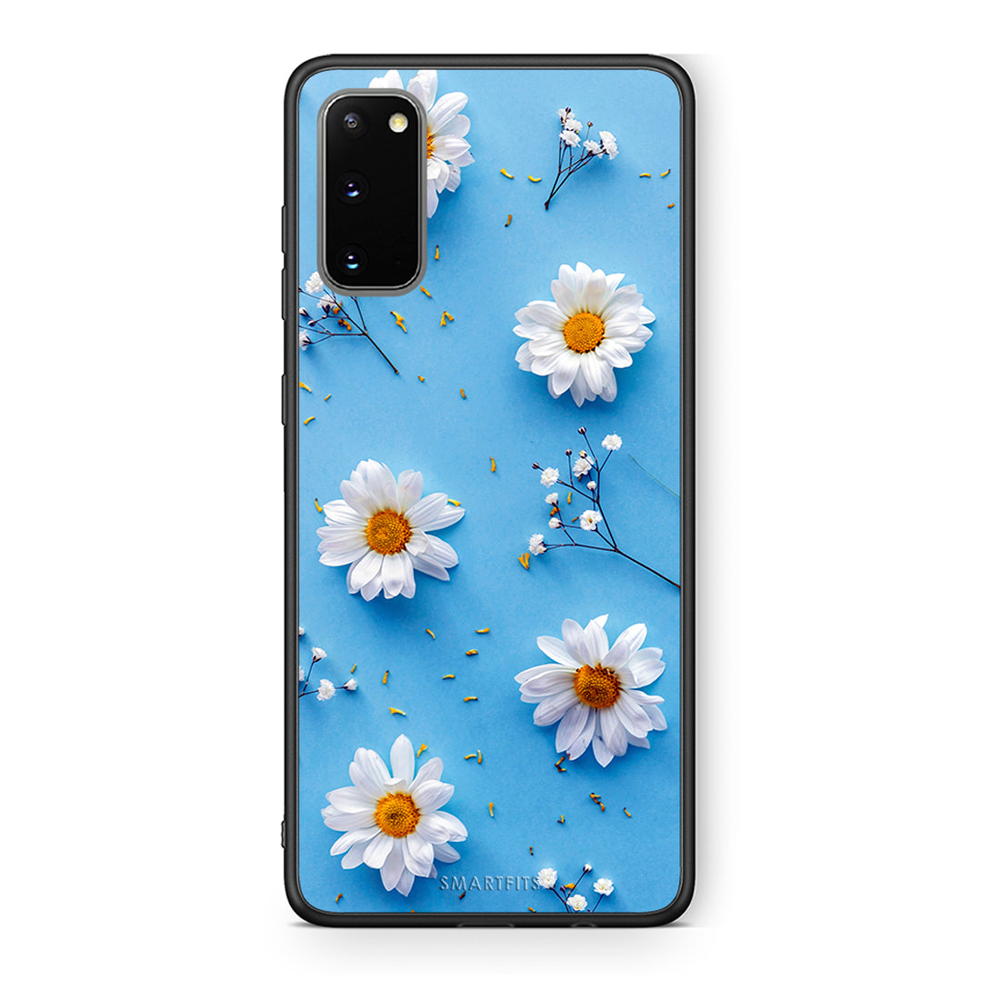 Samsung S20 Real Daisies θήκη από τη Smartfits με σχέδιο στο πίσω μέρος και μαύρο περίβλημα | Smartphone case with colorful back and black bezels by Smartfits