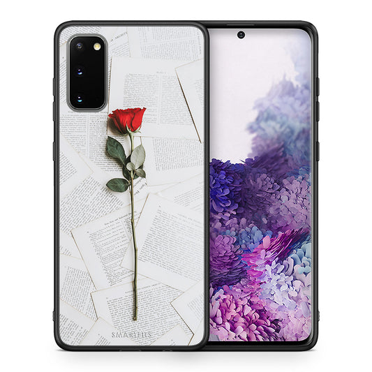 Θήκη Samsung S20 Red Rose από τη Smartfits με σχέδιο στο πίσω μέρος και μαύρο περίβλημα | Samsung S20 Red Rose case with colorful back and black bezels