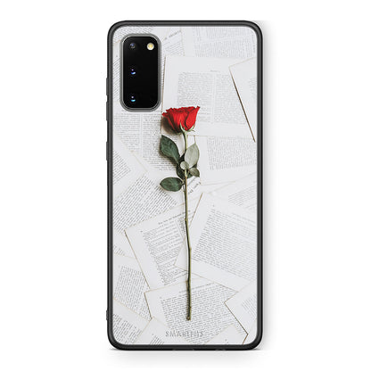 Samsung S20 Red Rose θήκη από τη Smartfits με σχέδιο στο πίσω μέρος και μαύρο περίβλημα | Smartphone case with colorful back and black bezels by Smartfits