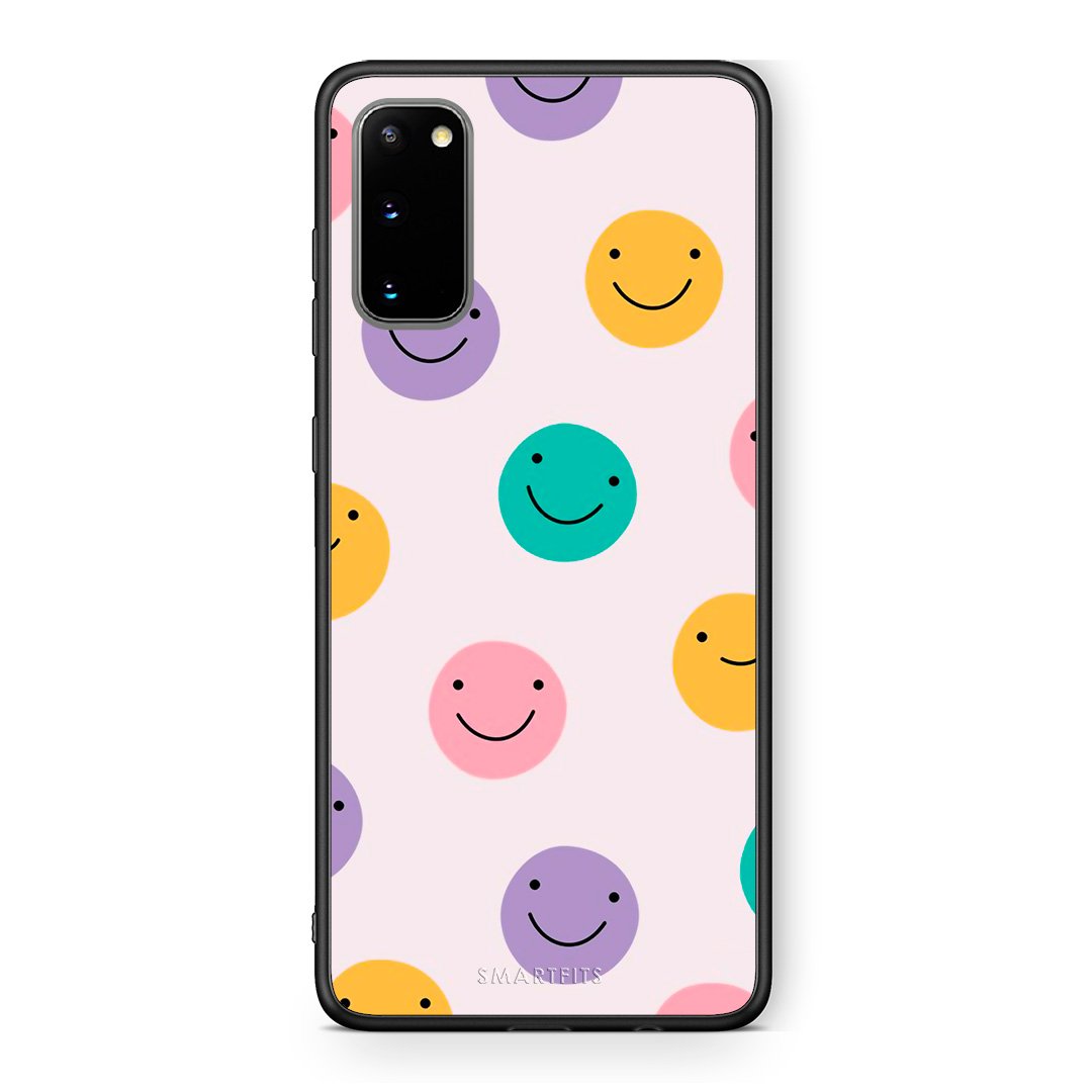 Samsung S20 Smiley Faces θήκη από τη Smartfits με σχέδιο στο πίσω μέρος και μαύρο περίβλημα | Smartphone case with colorful back and black bezels by Smartfits