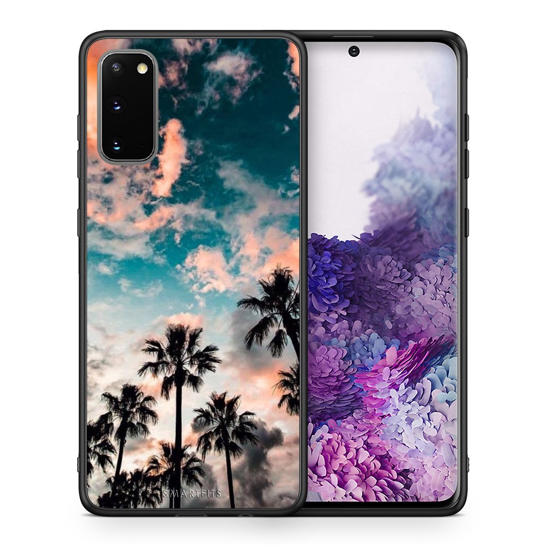 Θήκη Samsung S20 Sky Summer από τη Smartfits με σχέδιο στο πίσω μέρος και μαύρο περίβλημα | Samsung S20 Sky Summer case with colorful back and black bezels
