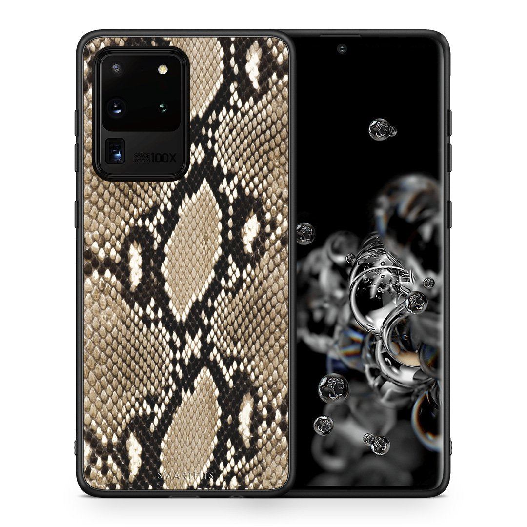 Θήκη Samsung S20 Ultra Fashion Snake Animal από τη Smartfits με σχέδιο στο πίσω μέρος και μαύρο περίβλημα | Samsung S20 Ultra Fashion Snake Animal case with colorful back and black bezels