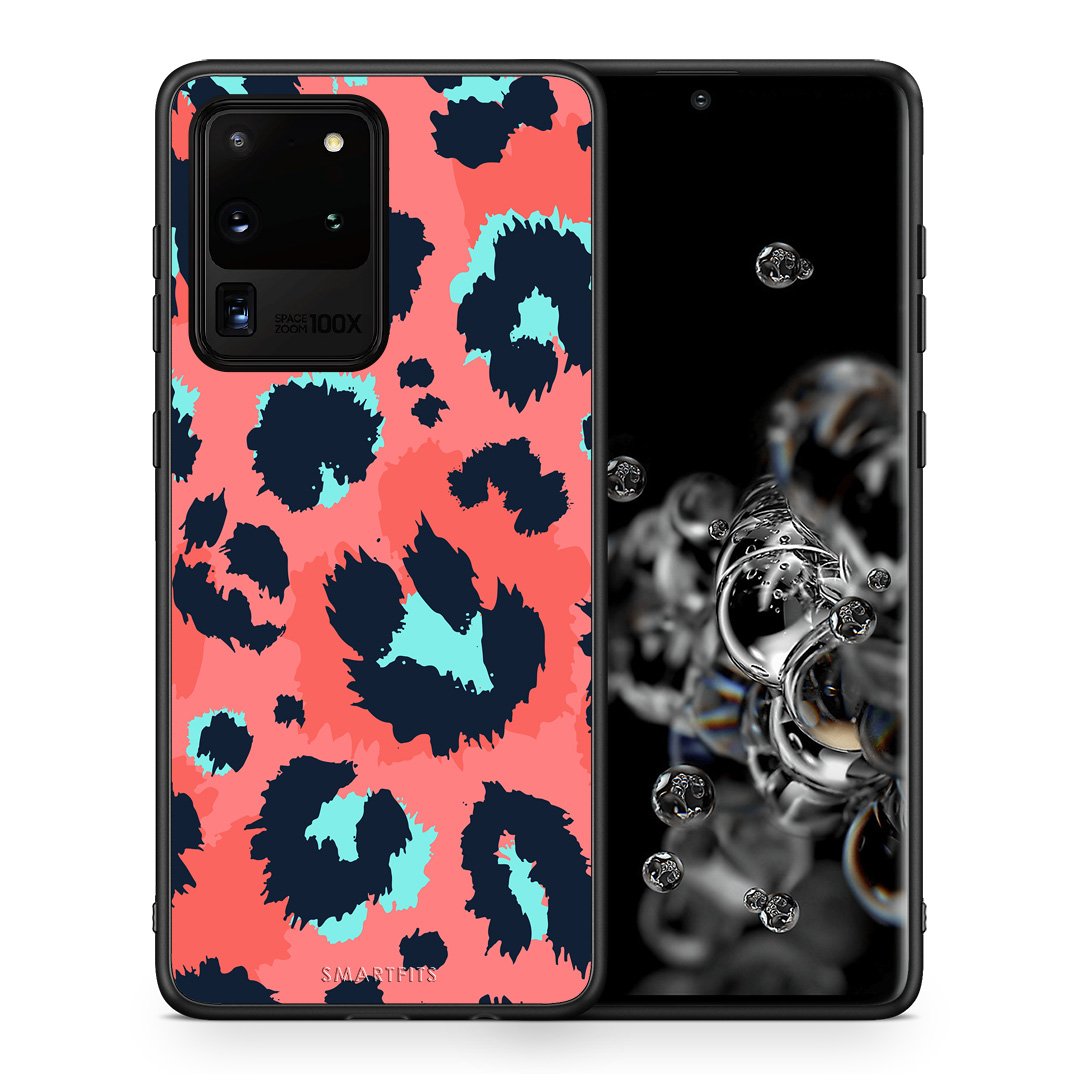 Θήκη Samsung S20 Ultra Pink Leopard Animal από τη Smartfits με σχέδιο στο πίσω μέρος και μαύρο περίβλημα | Samsung S20 Ultra Pink Leopard Animal case with colorful back and black bezels