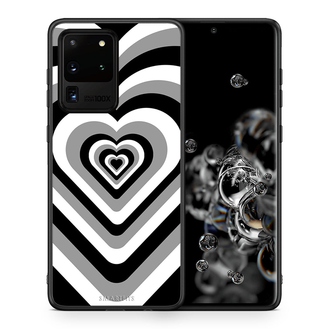 Θήκη Samsung S20 Ultra Black Hearts από τη Smartfits με σχέδιο στο πίσω μέρος και μαύρο περίβλημα | Samsung S20 Ultra Black Hearts case with colorful back and black bezels