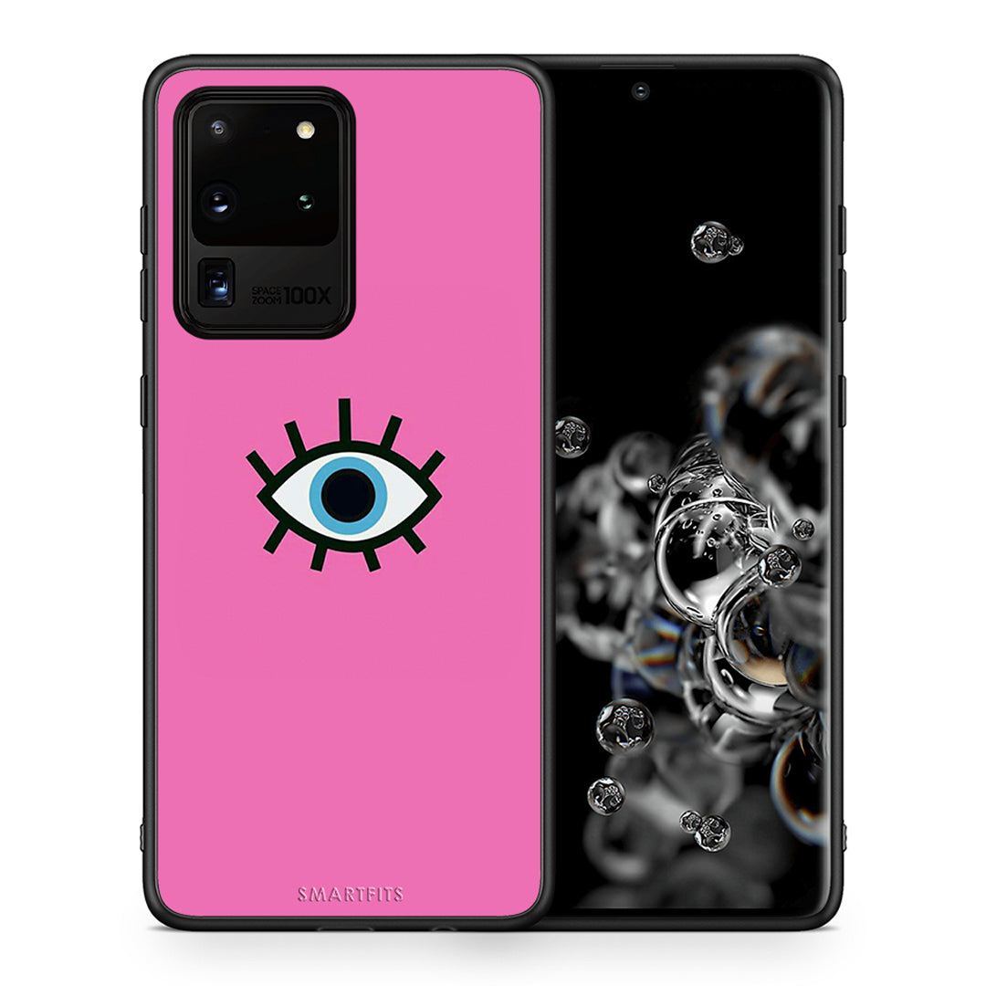 Θήκη Samsung S20 Ultra Blue Eye Pink από τη Smartfits με σχέδιο στο πίσω μέρος και μαύρο περίβλημα | Samsung S20 Ultra Blue Eye Pink case with colorful back and black bezels