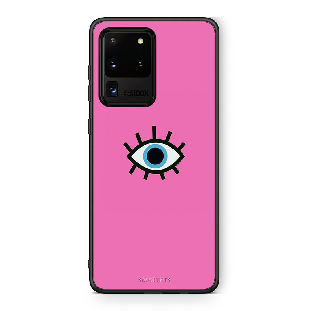 Samsung S20 Ultra Blue Eye Pink θήκη από τη Smartfits με σχέδιο στο πίσω μέρος και μαύρο περίβλημα | Smartphone case with colorful back and black bezels by Smartfits