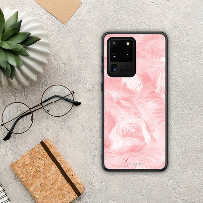 Boho Pink Feather - Samsung Galaxy S20 Ultra θήκη