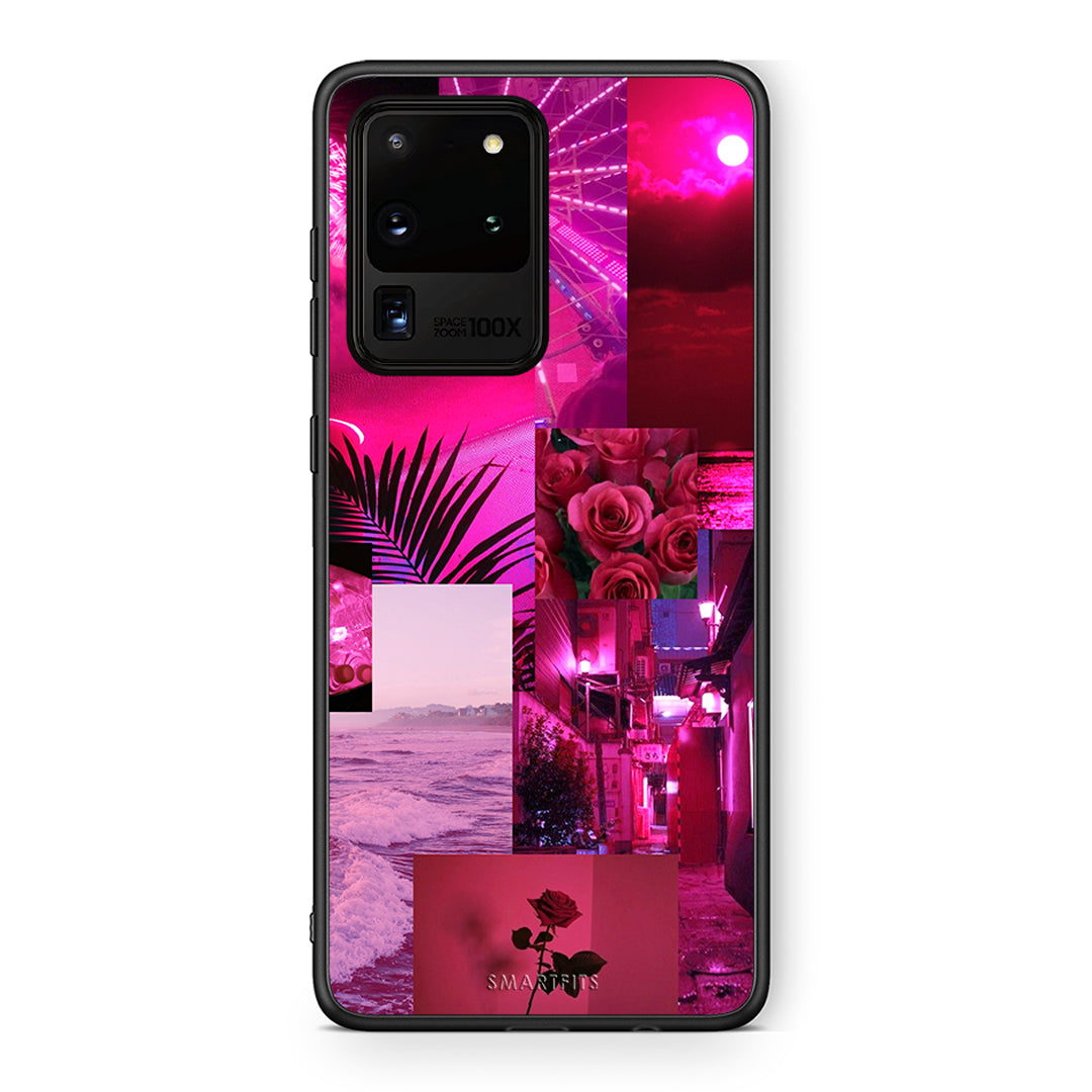 Samsung S20 Ultra Collage Red Roses Θήκη Αγίου Βαλεντίνου από τη Smartfits με σχέδιο στο πίσω μέρος και μαύρο περίβλημα | Smartphone case with colorful back and black bezels by Smartfits