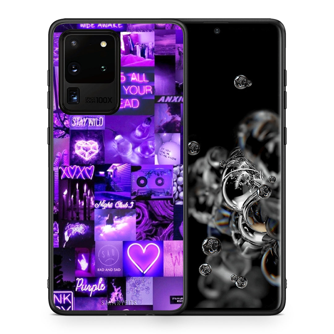 Θήκη Αγίου Βαλεντίνου Samsung S20 Ultra Collage Stay Wild από τη Smartfits με σχέδιο στο πίσω μέρος και μαύρο περίβλημα | Samsung S20 Ultra Collage Stay Wild case with colorful back and black bezels