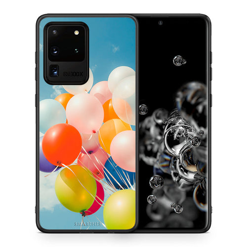 Θήκη Samsung S20 Ultra Colorful Balloons από τη Smartfits με σχέδιο στο πίσω μέρος και μαύρο περίβλημα | Samsung S20 Ultra Colorful Balloons case with colorful back and black bezels