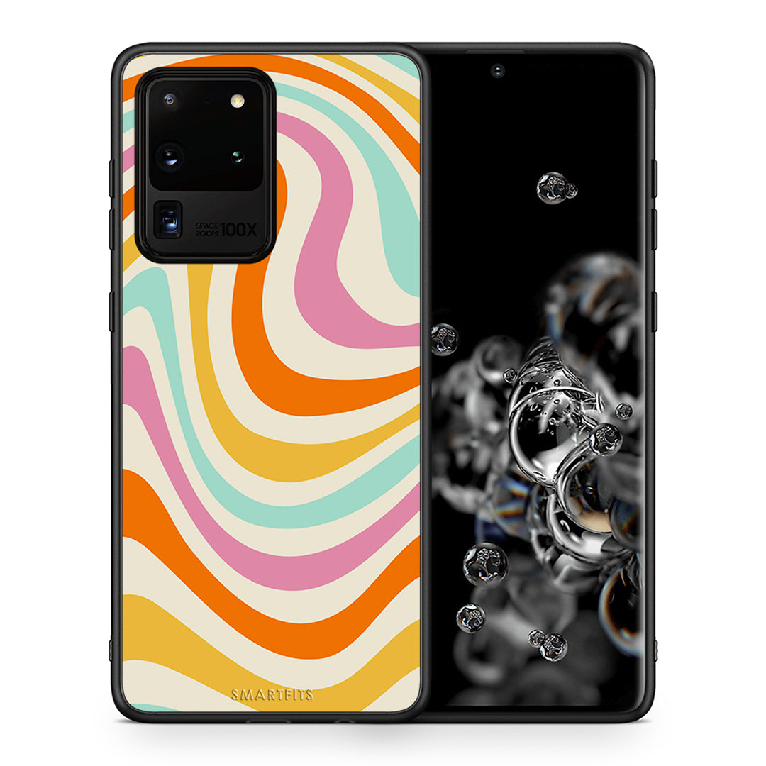 Θήκη Samsung S20 Ultra Colourful Waves από τη Smartfits με σχέδιο στο πίσω μέρος και μαύρο περίβλημα | Samsung S20 Ultra Colourful Waves case with colorful back and black bezels