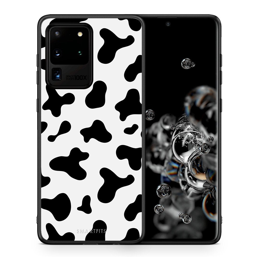 Θήκη Samsung S20 Ultra Cow Print από τη Smartfits με σχέδιο στο πίσω μέρος και μαύρο περίβλημα | Samsung S20 Ultra Cow Print case with colorful back and black bezels