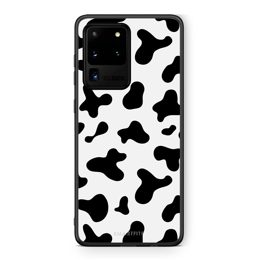 Samsung S20 Ultra Cow Print θήκη από τη Smartfits με σχέδιο στο πίσω μέρος και μαύρο περίβλημα | Smartphone case with colorful back and black bezels by Smartfits