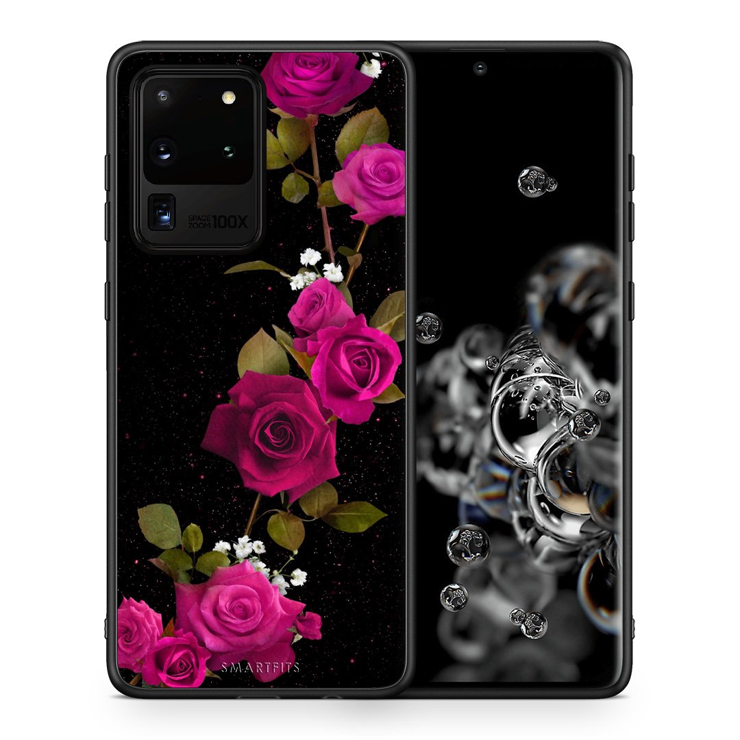 Θήκη Samsung S20 Ultra Red Roses Flower από τη Smartfits με σχέδιο στο πίσω μέρος και μαύρο περίβλημα | Samsung S20 Ultra Red Roses Flower case with colorful back and black bezels