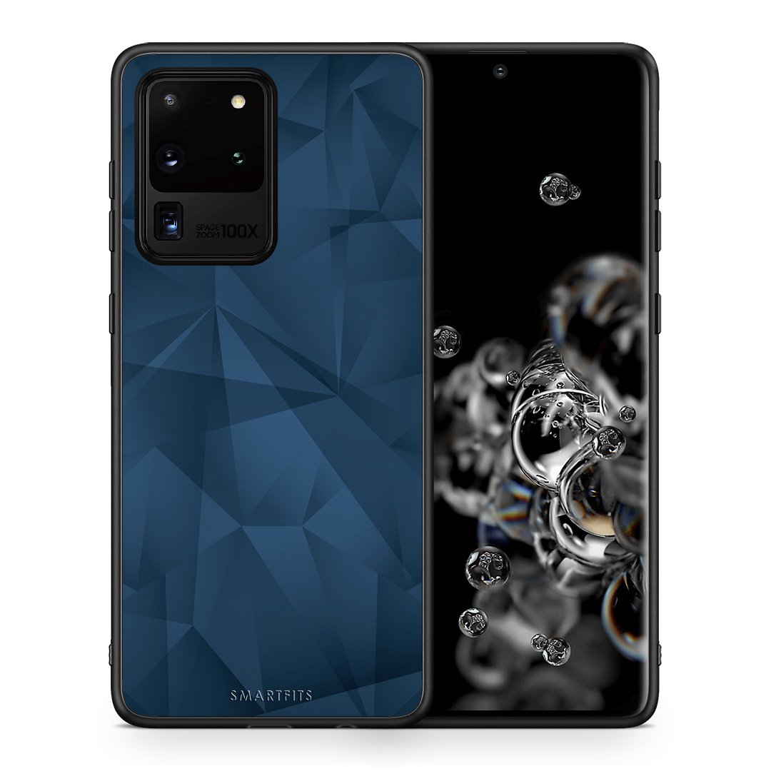 Θήκη Samsung S20 Ultra Blue Abstract Geometric από τη Smartfits με σχέδιο στο πίσω μέρος και μαύρο περίβλημα | Samsung S20 Ultra Blue Abstract Geometric case with colorful back and black bezels