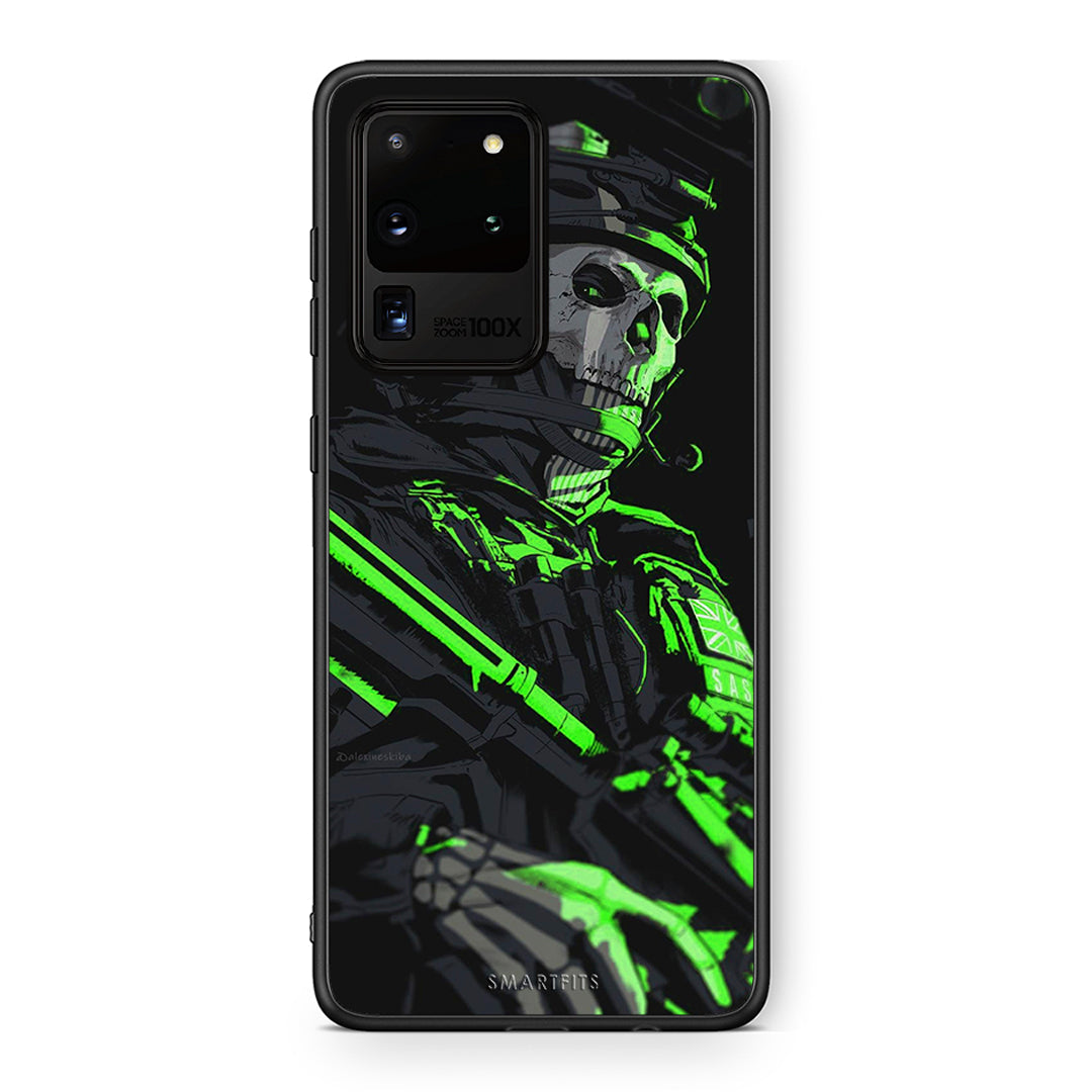 Samsung S20 Ultra Green Soldier Θήκη Αγίου Βαλεντίνου από τη Smartfits με σχέδιο στο πίσω μέρος και μαύρο περίβλημα | Smartphone case with colorful back and black bezels by Smartfits