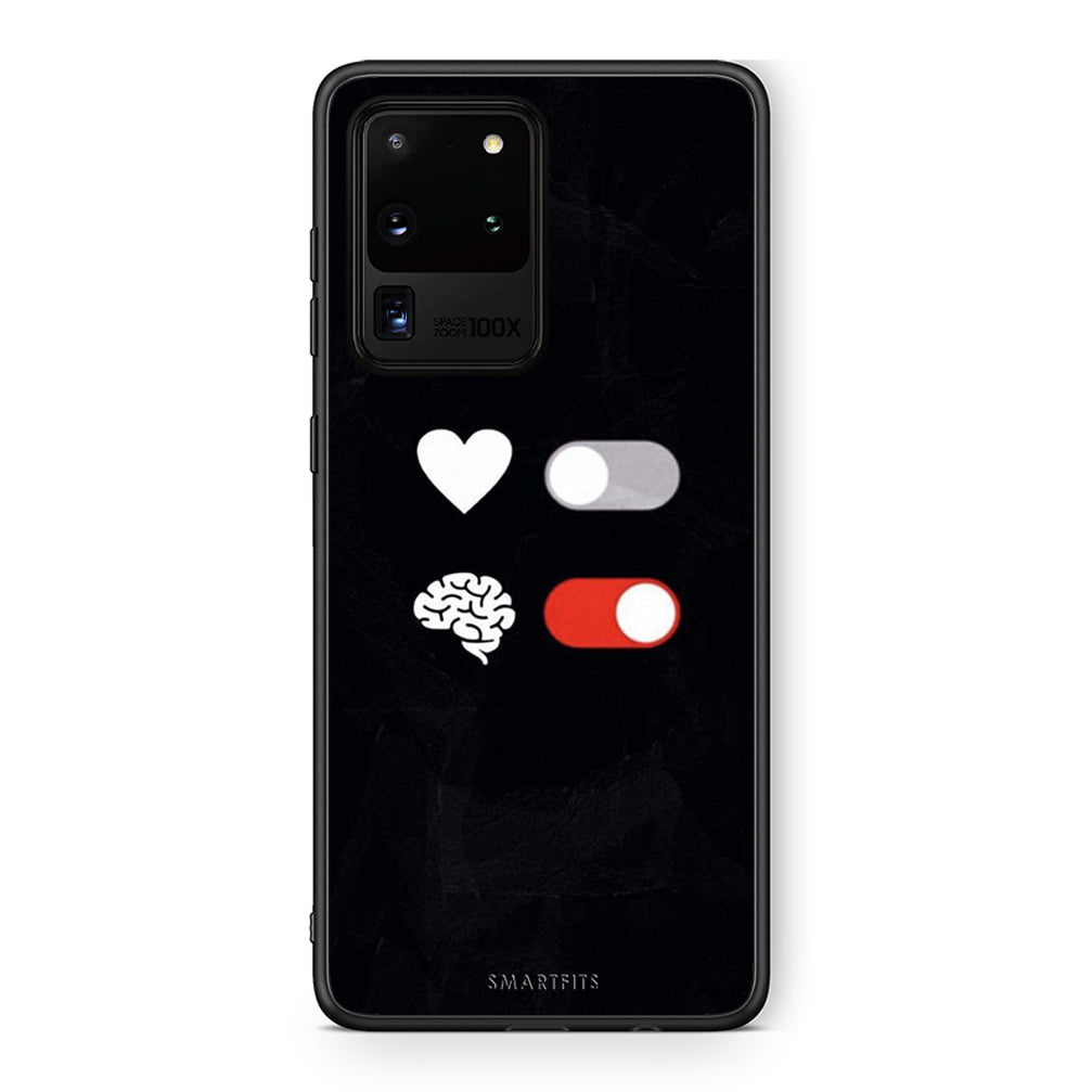 Samsung S20 Ultra Heart Vs Brain Θήκη Αγίου Βαλεντίνου από τη Smartfits με σχέδιο στο πίσω μέρος και μαύρο περίβλημα | Smartphone case with colorful back and black bezels by Smartfits