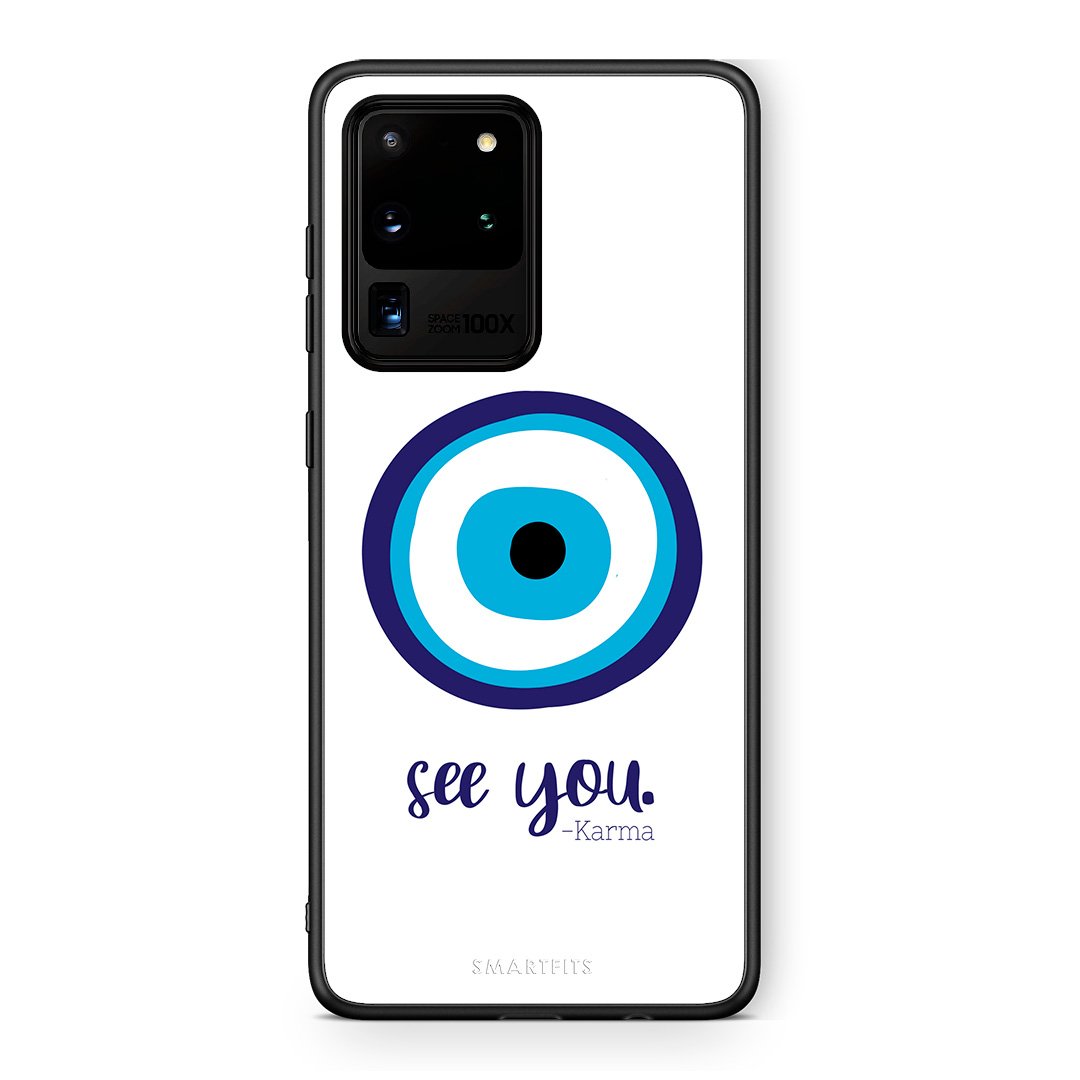 Samsung S20 Ultra Karma Says θήκη από τη Smartfits με σχέδιο στο πίσω μέρος και μαύρο περίβλημα | Smartphone case with colorful back and black bezels by Smartfits