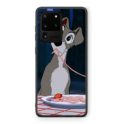 Samsung S20 Ultra Lady And Tramp 1 Θήκη Αγίου Βαλεντίνου από τη Smartfits με σχέδιο στο πίσω μέρος και μαύρο περίβλημα | Smartphone case with colorful back and black bezels by Smartfits