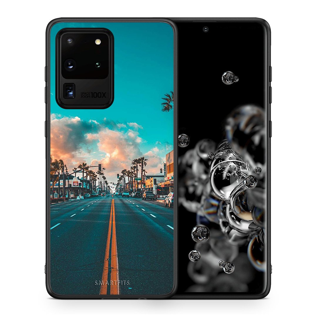 Θήκη Samsung S20 Ultra City Landscape από τη Smartfits με σχέδιο στο πίσω μέρος και μαύρο περίβλημα | Samsung S20 Ultra City Landscape case with colorful back and black bezels