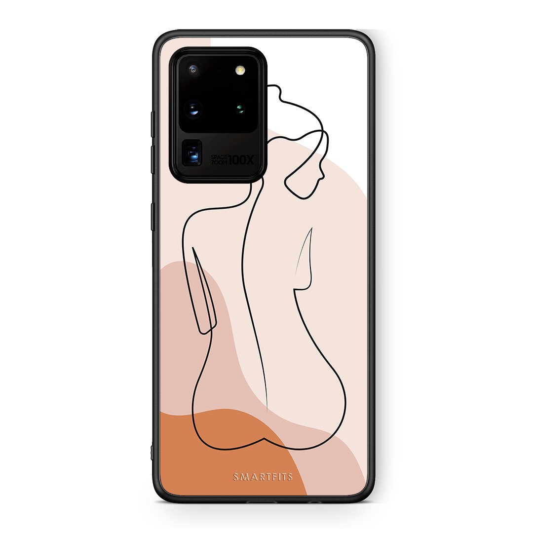 Samsung S20 Ultra LineArt Woman θήκη από τη Smartfits με σχέδιο στο πίσω μέρος και μαύρο περίβλημα | Smartphone case with colorful back and black bezels by Smartfits