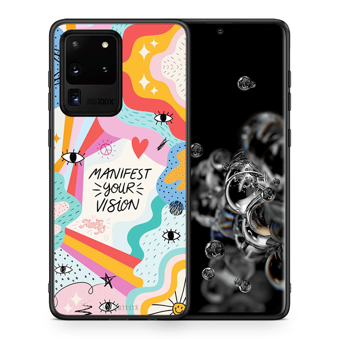 Θήκη Samsung S20 Ultra Manifest Your Vision από τη Smartfits με σχέδιο στο πίσω μέρος και μαύρο περίβλημα | Samsung S20 Ultra Manifest Your Vision case with colorful back and black bezels