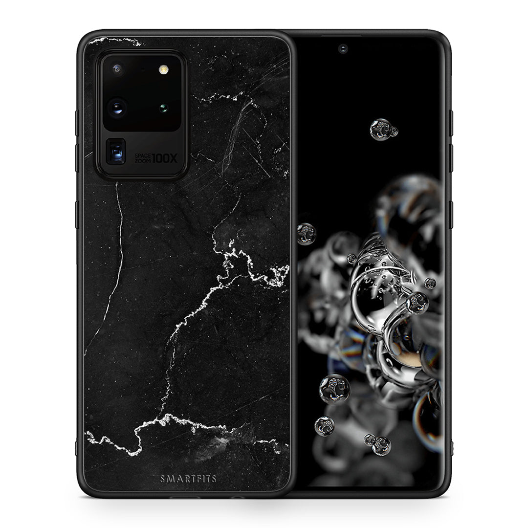 Θήκη Samsung S20 Ultra Marble Black από τη Smartfits με σχέδιο στο πίσω μέρος και μαύρο περίβλημα | Samsung S20 Ultra Marble Black case with colorful back and black bezels