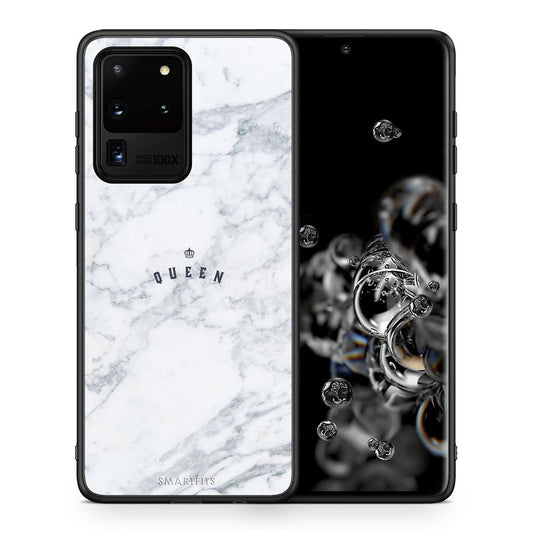 Θήκη Samsung S20 Ultra Queen Marble από τη Smartfits με σχέδιο στο πίσω μέρος και μαύρο περίβλημα | Samsung S20 Ultra Queen Marble case with colorful back and black bezels