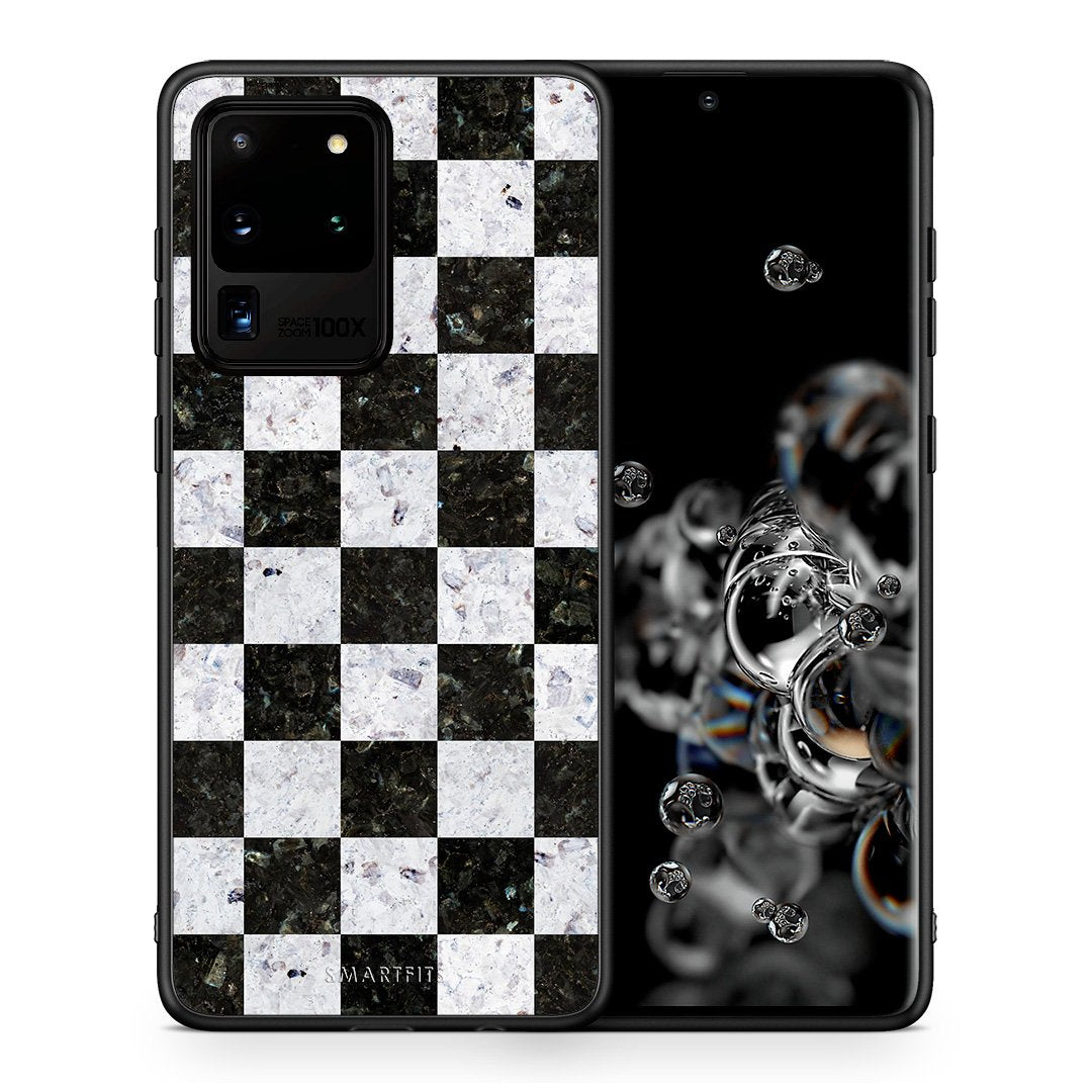 Θήκη Samsung S20 Ultra Square Geometric Marble από τη Smartfits με σχέδιο στο πίσω μέρος και μαύρο περίβλημα | Samsung S20 Ultra Square Geometric Marble case with colorful back and black bezels